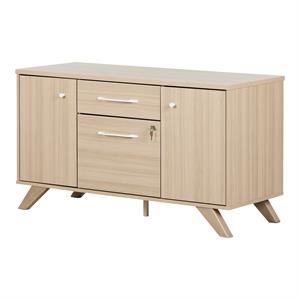 helsy 2-drawer credenza with doors soft elm south shore