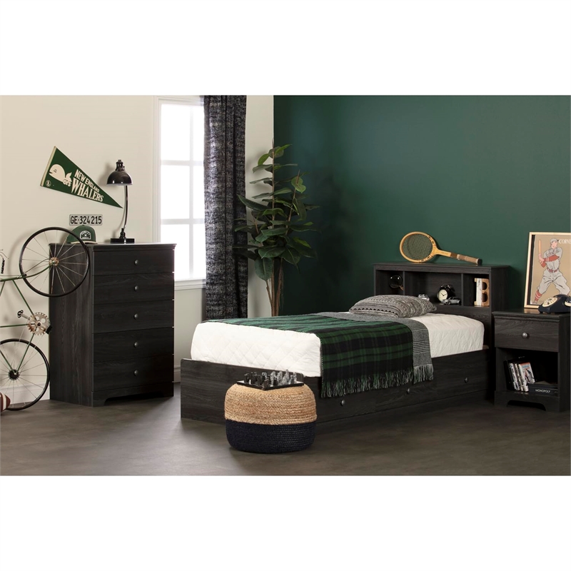 Zach 1-Drawer Nightstand Gray Oak South Shore