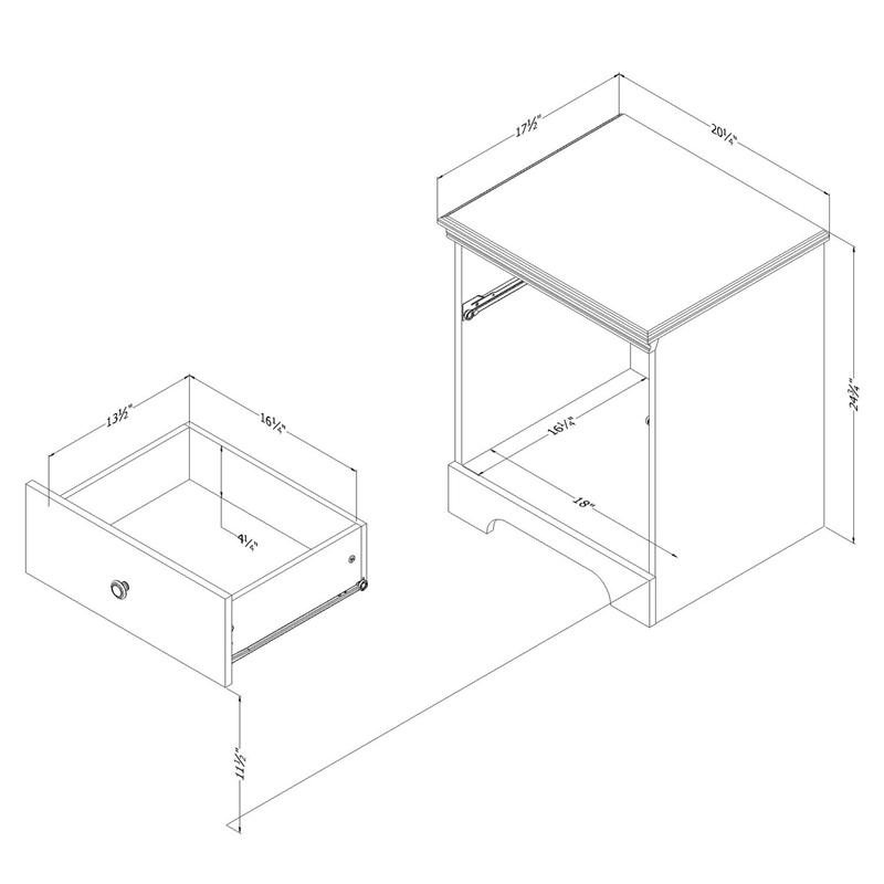 Zach 1-Drawer Nightstand Gray Oak South Shore