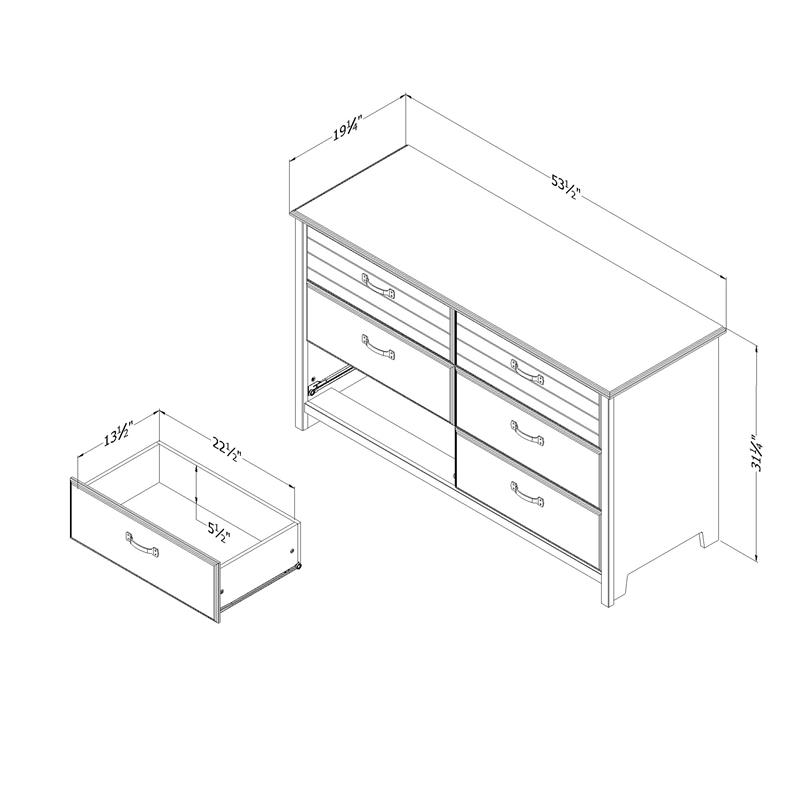Ulysses 6-Drawer Dresser Winter Oak South Shore