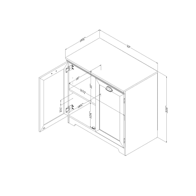 Prairie 2-Door Storage Cabinet Pure White South Shore