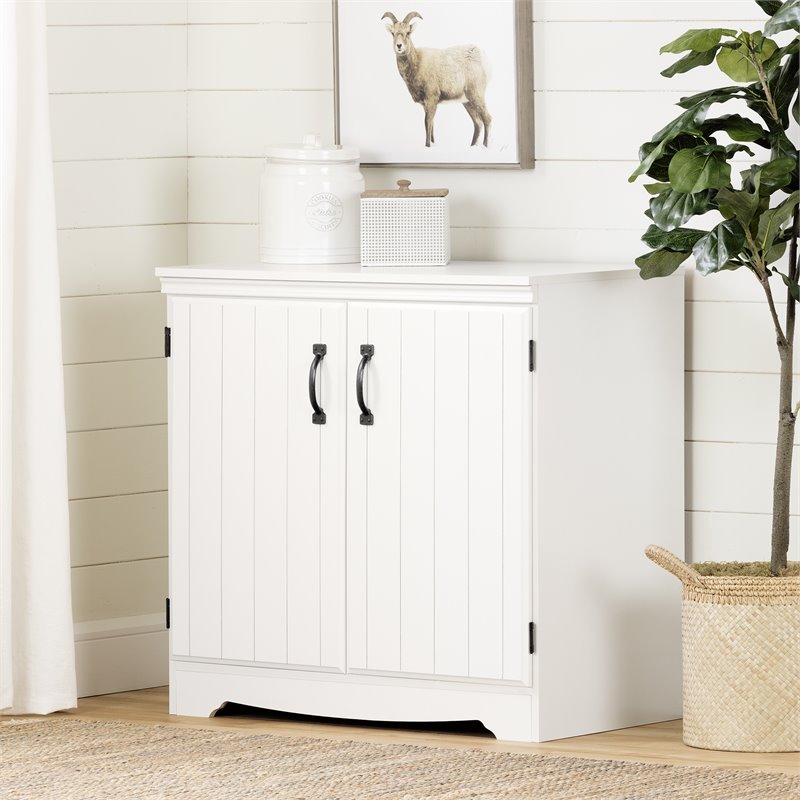 South Shore Farnel Engineered Wood 2-Door Storage Cabinet in Pure White