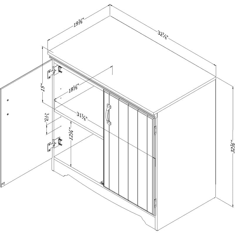 South Shore Farnel Engineered Wood 2-Door Storage Cabinet in Pure White