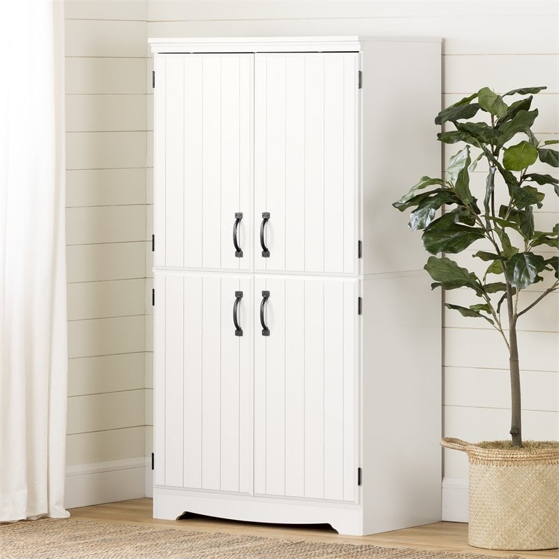 South Shore Farnel Engineered Wood 4-Door Storage Cabinet in Pure White