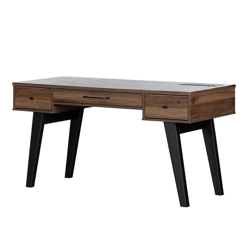 Helsy Computer Desk with Power Bar Natural Walnut South Shore