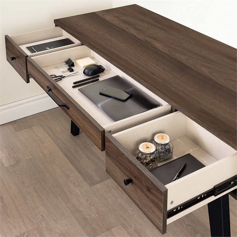 Helsy Computer Desk with Power Bar Natural Walnut South Shore