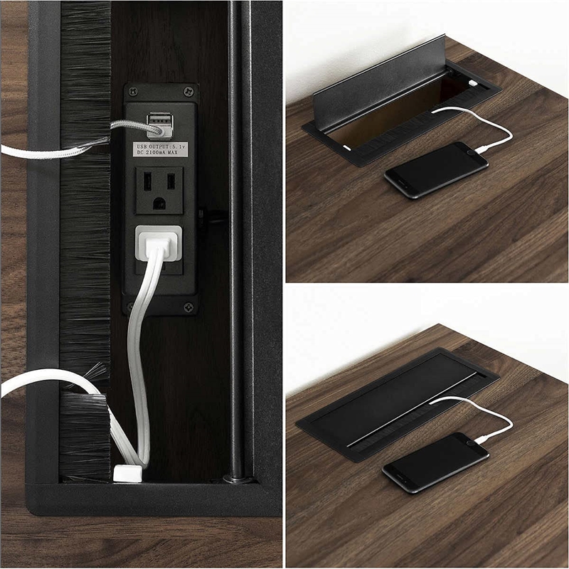 Helsy Computer Desk with Power Bar Natural Walnut South Shore