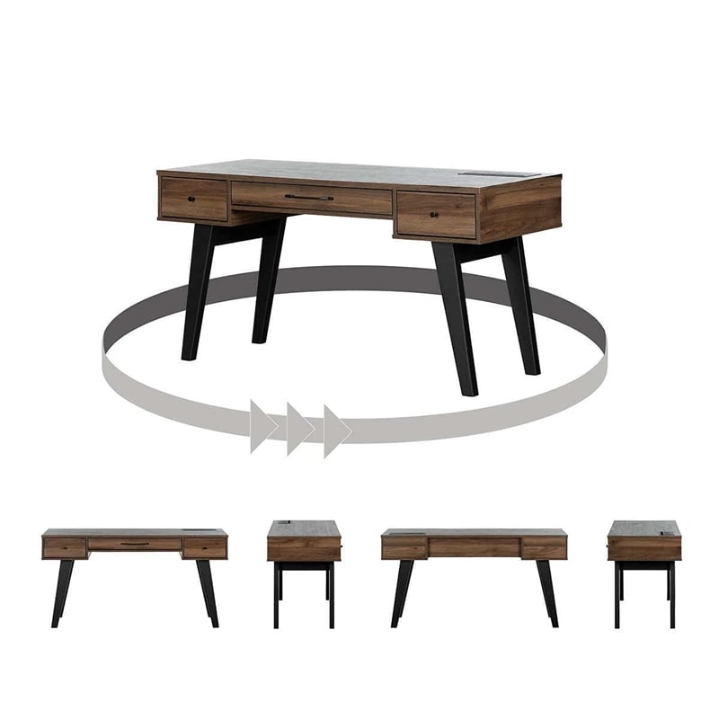 Helsy Computer Desk with Power Bar Natural Walnut South Shore