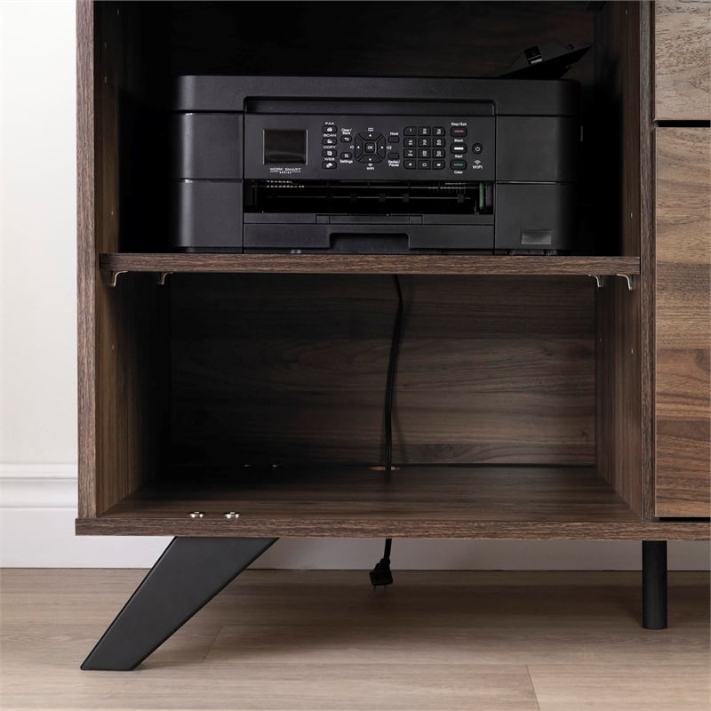 Helsy L-Shaped Desk with Power Bar Natural Walnut South Shore