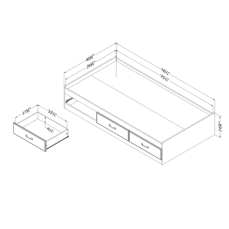 Three Drawers Mates Bed Ulysses South Shore