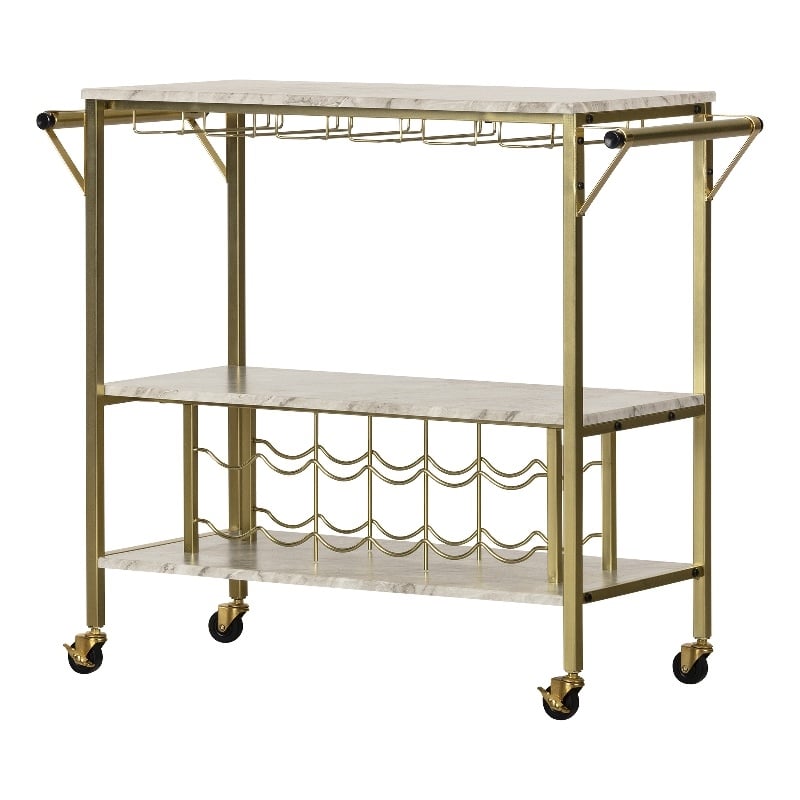 Bar Cart with Wine Bottle Storage and Wine Glass Rack Maliza South Shore