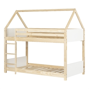 Scandinavian House Bunk Twin Bed White and Natural Sweedi South Shore