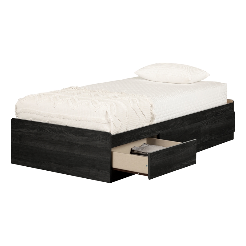 Mates Bed with 3 Drawers Gray Step One Essential South Shore