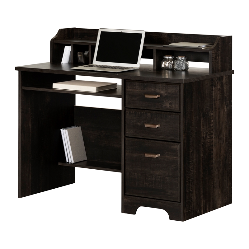 Computer Office Desk with Hutch Black Versa South Shore