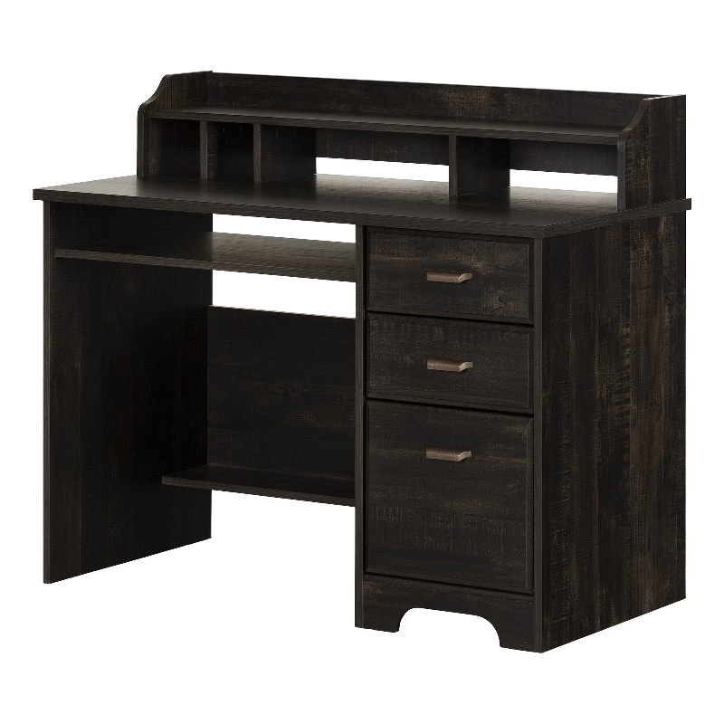 Computer Office Desk with Hutch Black Versa South Shore