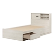 Storage Bed and Bookcase Headboard Set White Fynn South Shore