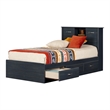 Storage Bed and Bookcase Headboard Set Blue Ulysses South Shore