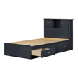 Storage Bed and Bookcase Headboard Set Blue Ulysses South Shore