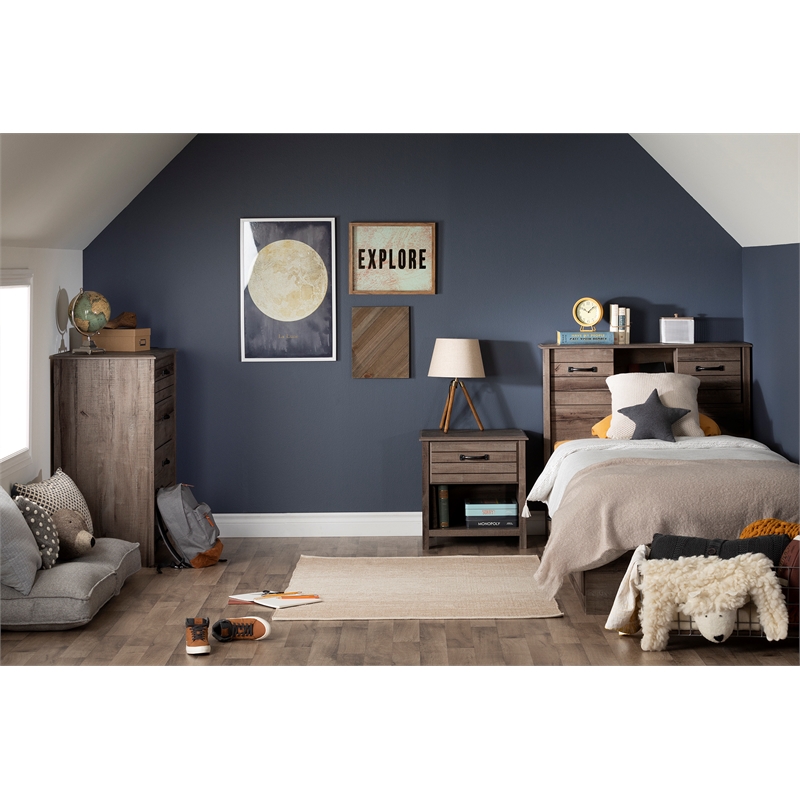 Storage Bed and Bookcase Headboard Set Brown Ulysses South Shore