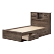 Storage Bed and Bookcase Headboard Set Brown Ulysses South Shore