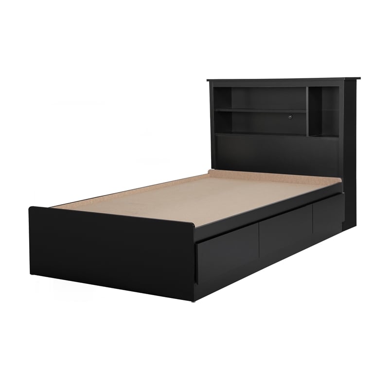 Mates Bed With Bookcase Headboard Set Black Vito South Shore