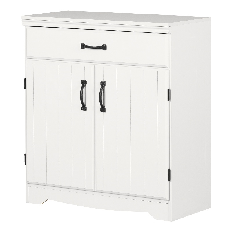 White Wood Bathroom Storage Cabinet with 2 Drawers