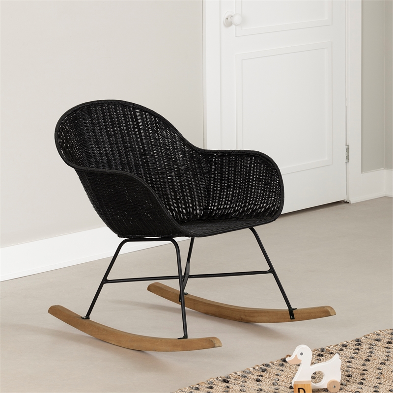 South Shore Balka Rattan Rocking Chair  Black Rattan