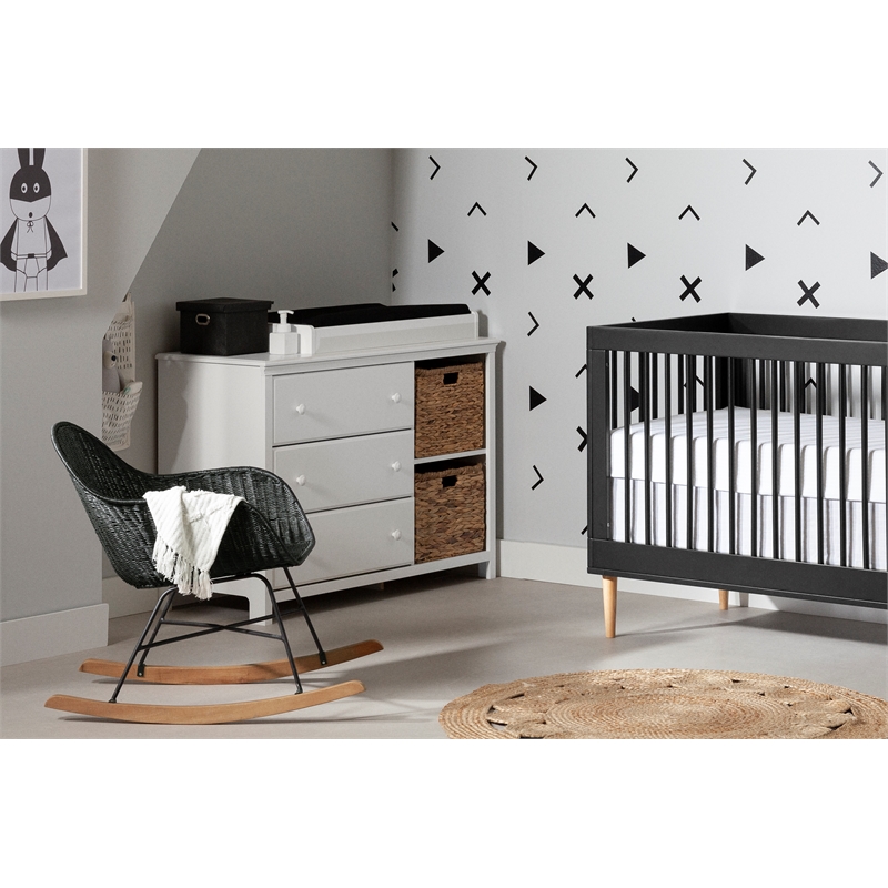 South Shore Balka Rattan Rocking Chair  Black Rattan