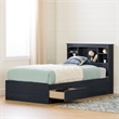 South Shore Aviron Mates Bed and Bookcase Headboard Set Twin Blueberry