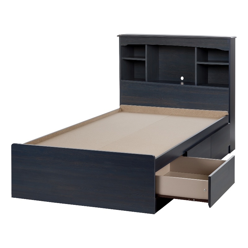 South Shore Aviron Mates Bed and Bookcase Headboard Set Twin Blueberry
