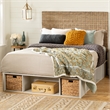 South Shore Avilla Platform Bed and Rattan Headboard Full Winter Oak