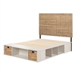 South Shore Avilla Platform Bed and Rattan Headboard Full Winter Oak