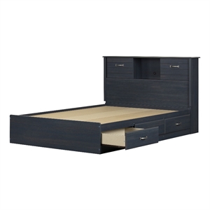 south shore ulysses storage bed and bookcase headboard set full blueberry