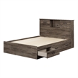 South Shore Ulysses Storage Bed and Bookcase Headboard Set Full Fall Oak