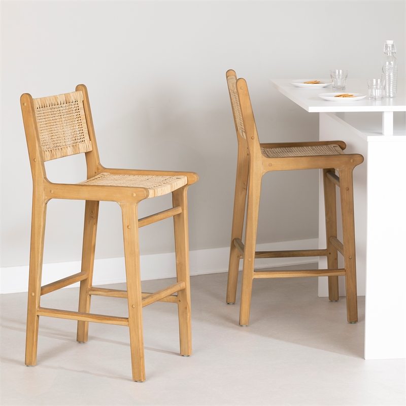 South Shore Balka Rattan Bar Stool Set Rattan