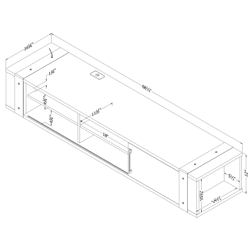 South Shore Munich Wall Mounted Media Console 75