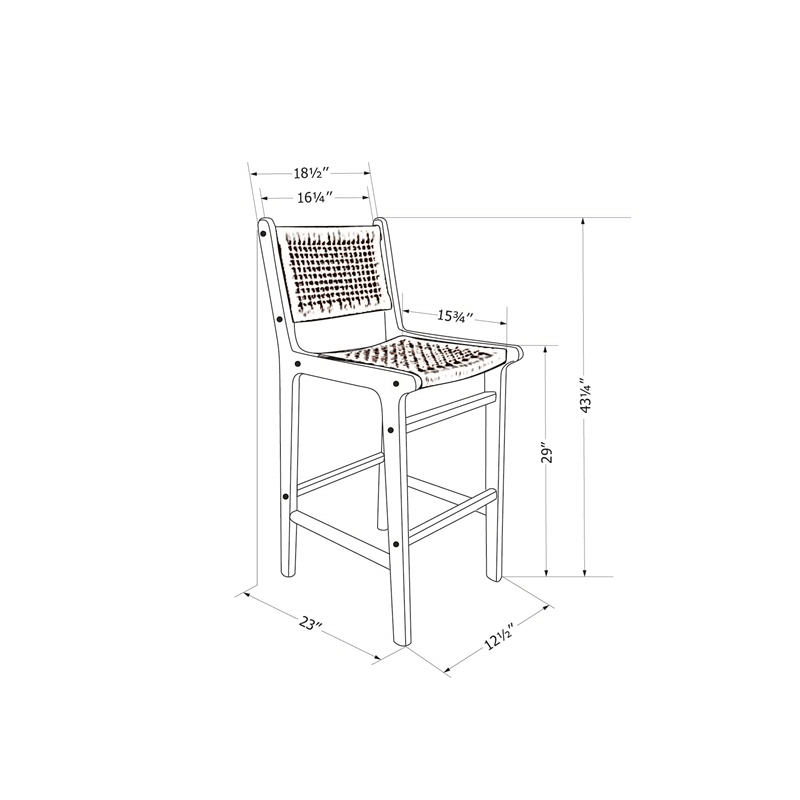 South Shore Agave Rattan and Teak Wood Bar Stool  Rattan
