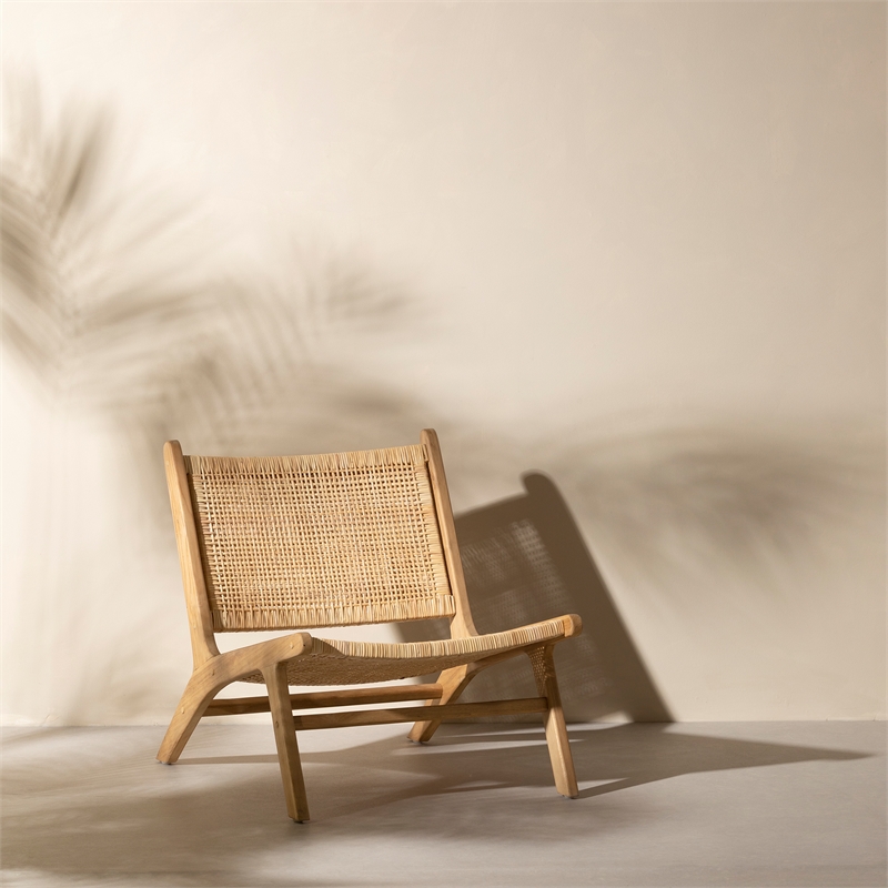 South Shore Agave Rattan and Teak Wood Lounge Chair  Rattan