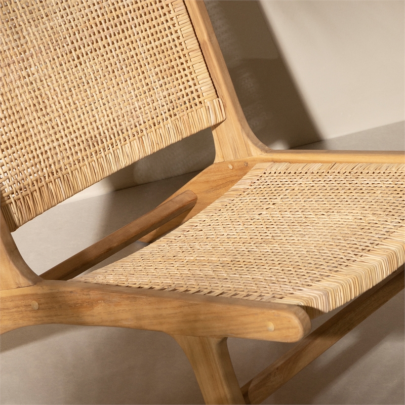 South Shore Agave Rattan and Teak Wood Lounge Chair  Rattan