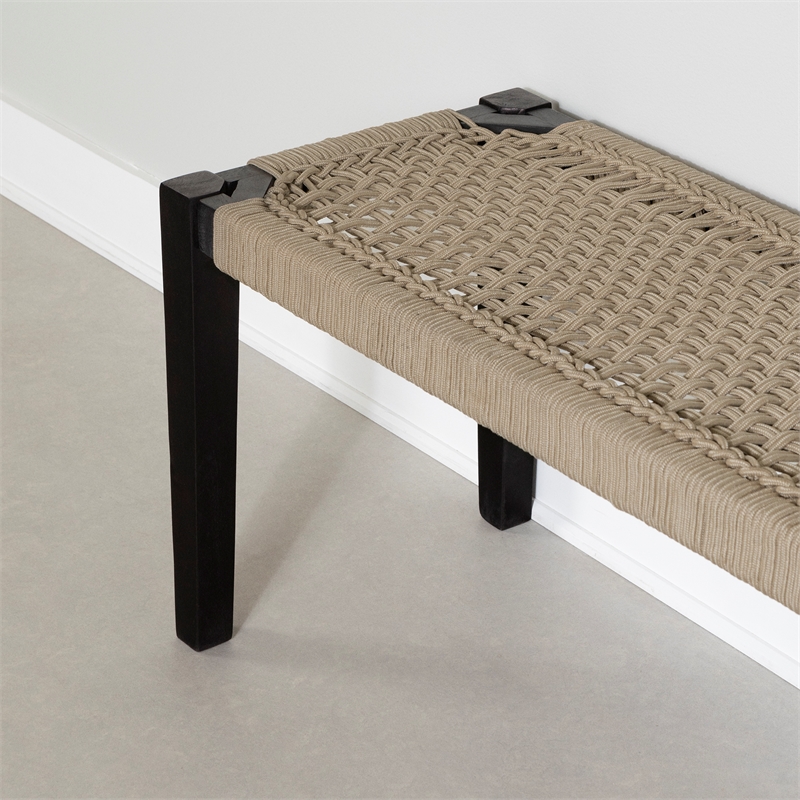 Wood & Woven Rope Bench