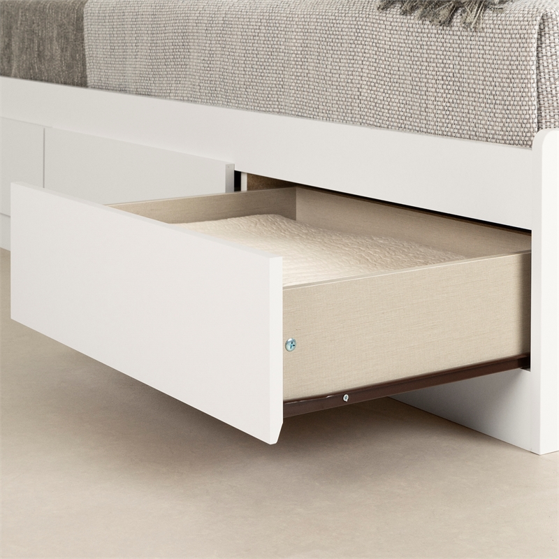 South Shore Gramercy Mates Bed with 3 Drawers Twin Pure White