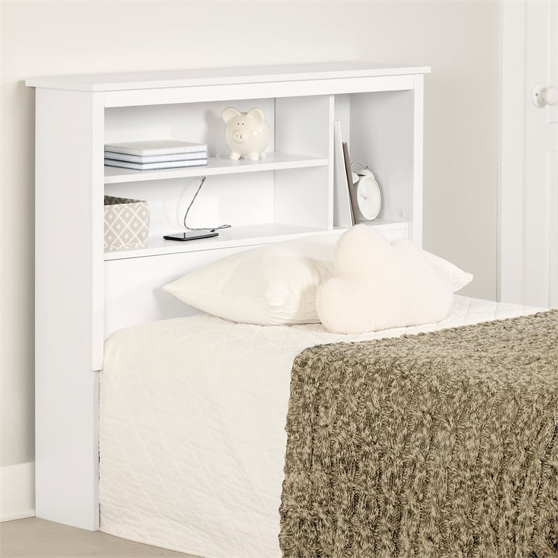 South Shore Gramercy Bookcase Headboard Twin Pure White