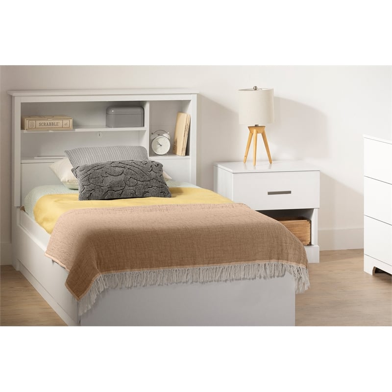 South Shore Gramercy Bookcase Headboard Twin Pure White