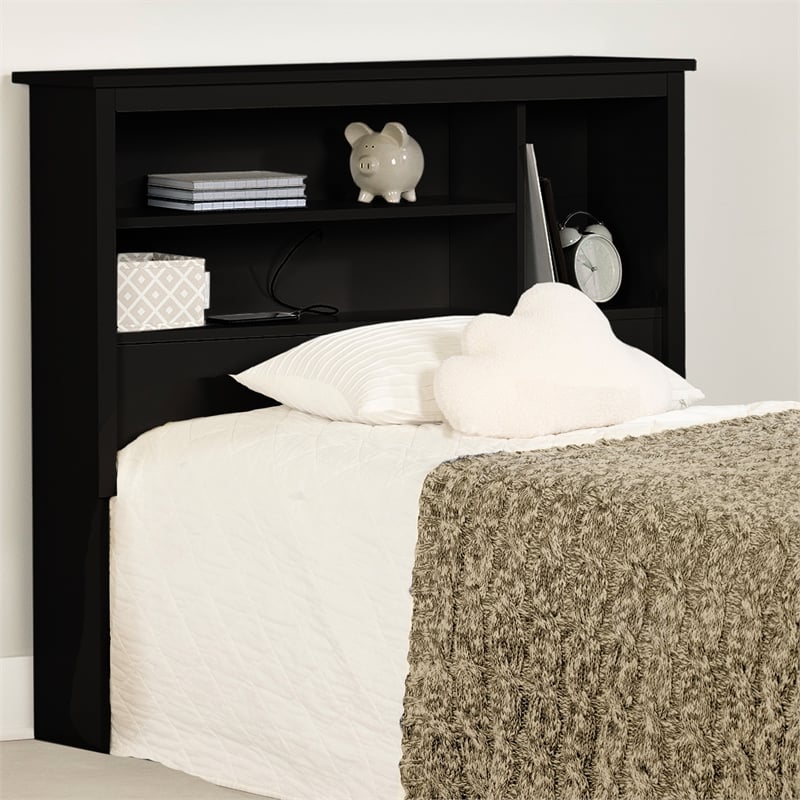 South Shore Gramercy Bookcase Headboard Twin Pure Black