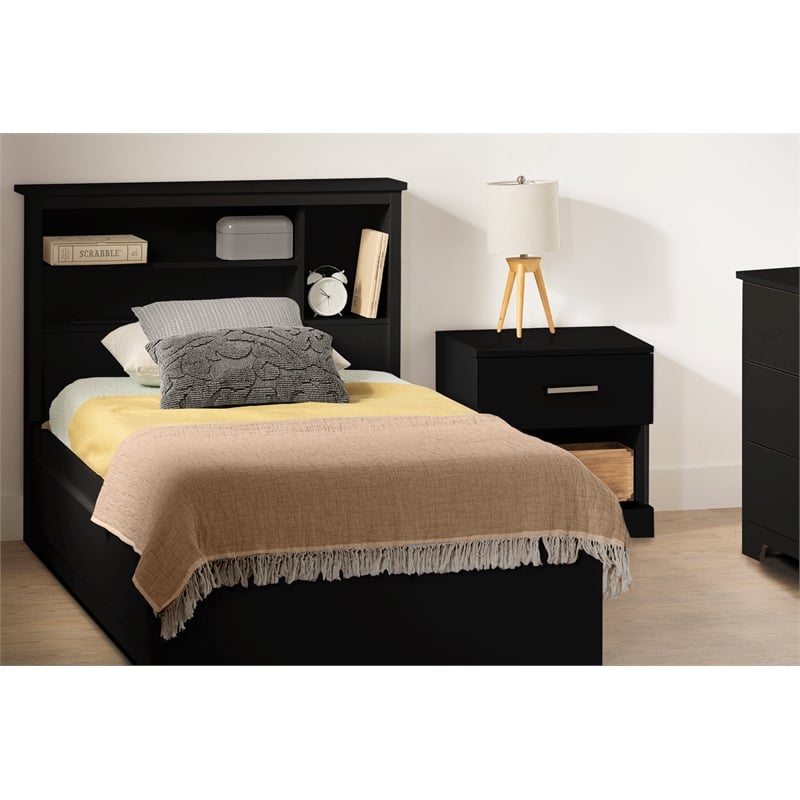 South Shore Gramercy Bookcase Headboard Twin Pure Black