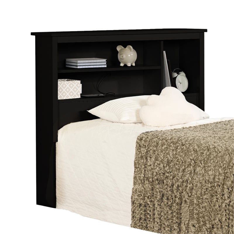 South Shore Gramercy Bookcase Headboard Twin Pure Black