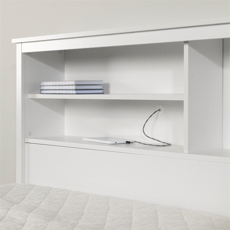 South Shore Gramercy Storage Bed and Bookcase Headboard Set Twin Pure White