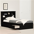South Shore Gramercy Storage Bed and Bookcase Headboard Set Twin Pure Black