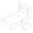 South Shore Gramercy Storage Bed and Bookcase Headboard Set Twin Pure Black
