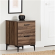 South Shore Slendel 2-Drawer Side Table with Metal Legs  Natural Walnut